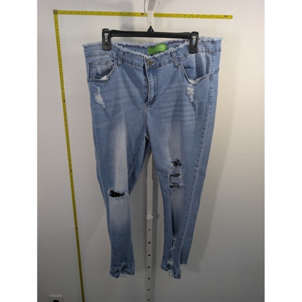 Gogo Jeans Womens Stretch Distressed Frayed Waist Denim Size‎ 17/33